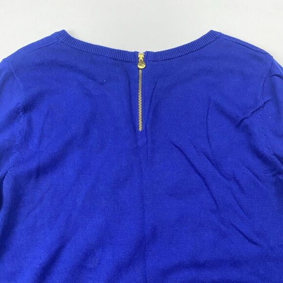 Cynthia Rowley Royal Purple Owl Sweater Sequins Round Neck Back Zip Cotton Sz M - Picture 9 of 9